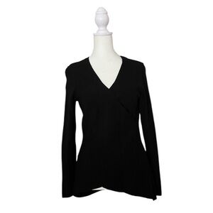 Thalia Sodi Knit V-Neck Sweater Long Sleeve Black Womens M